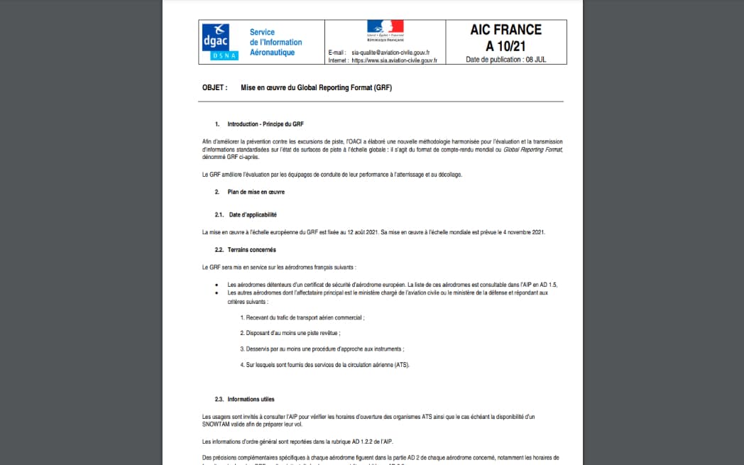 Mise en œuvre du Global Reporting Format (GRF) disponible