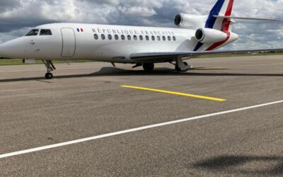 Le Falcon 7X présidentiel en entraînement sur notre aéroport